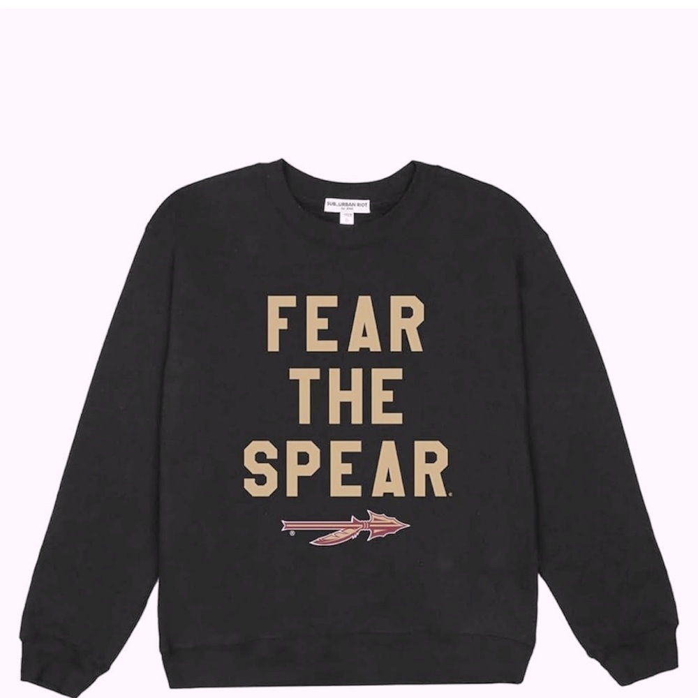 Sub_Urban Riot Black Crewneck Sweatshirt with Gold 'FEAR THE SPEAR' Print
